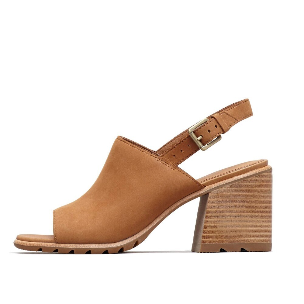 Sorel Nadia Slingback Sandals Heels Boho Camel Brown Suede Women 8.5